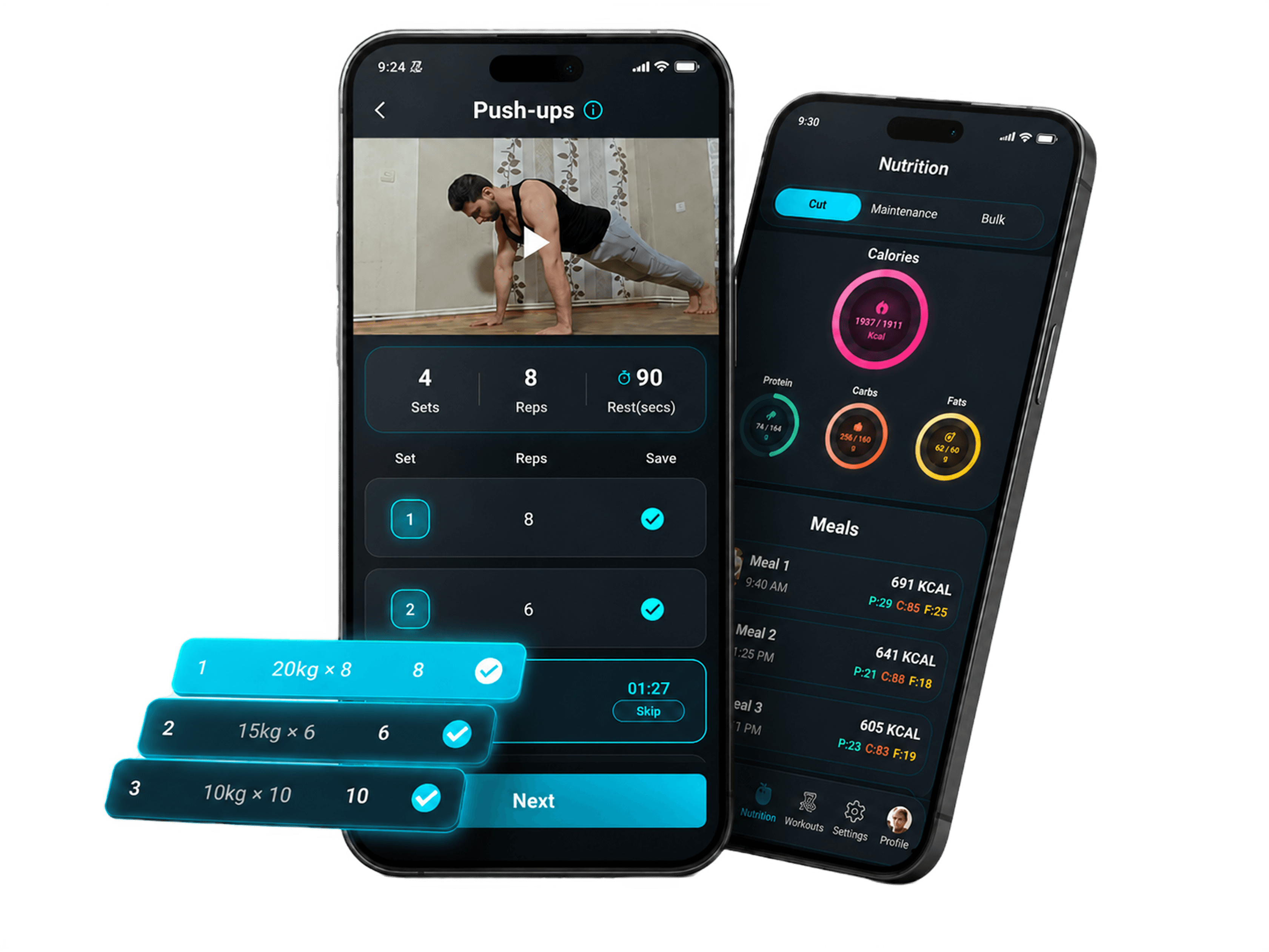 Nintai workout and nutrition app preview